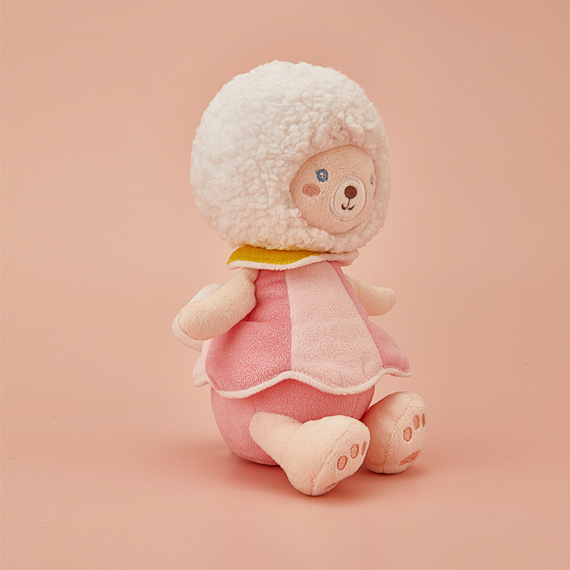 Cute Pink Lambswool Bear Plush Toys Stuffed Animal Sensory Toy Baby Toys Washable for Newborns Toddler Kids Infants Holiday Gifts 4