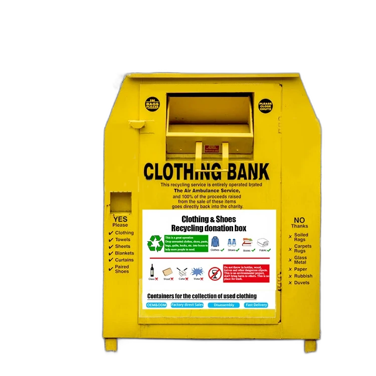L'acier recycle les vieux vêtements chaussures livre poubelle de don 1