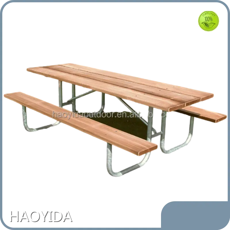 Picnic Outdoor Table Galvanized Steel + Solid Wood by HAOYIDA 1