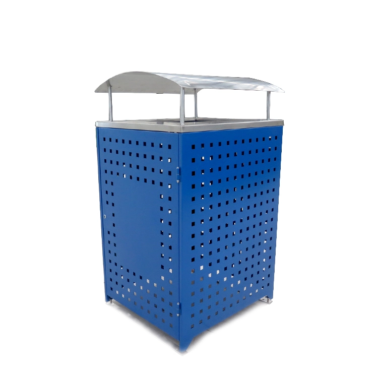 Factory-customized wholesale metal perforated modern outdoor trash cans with lids. 1
