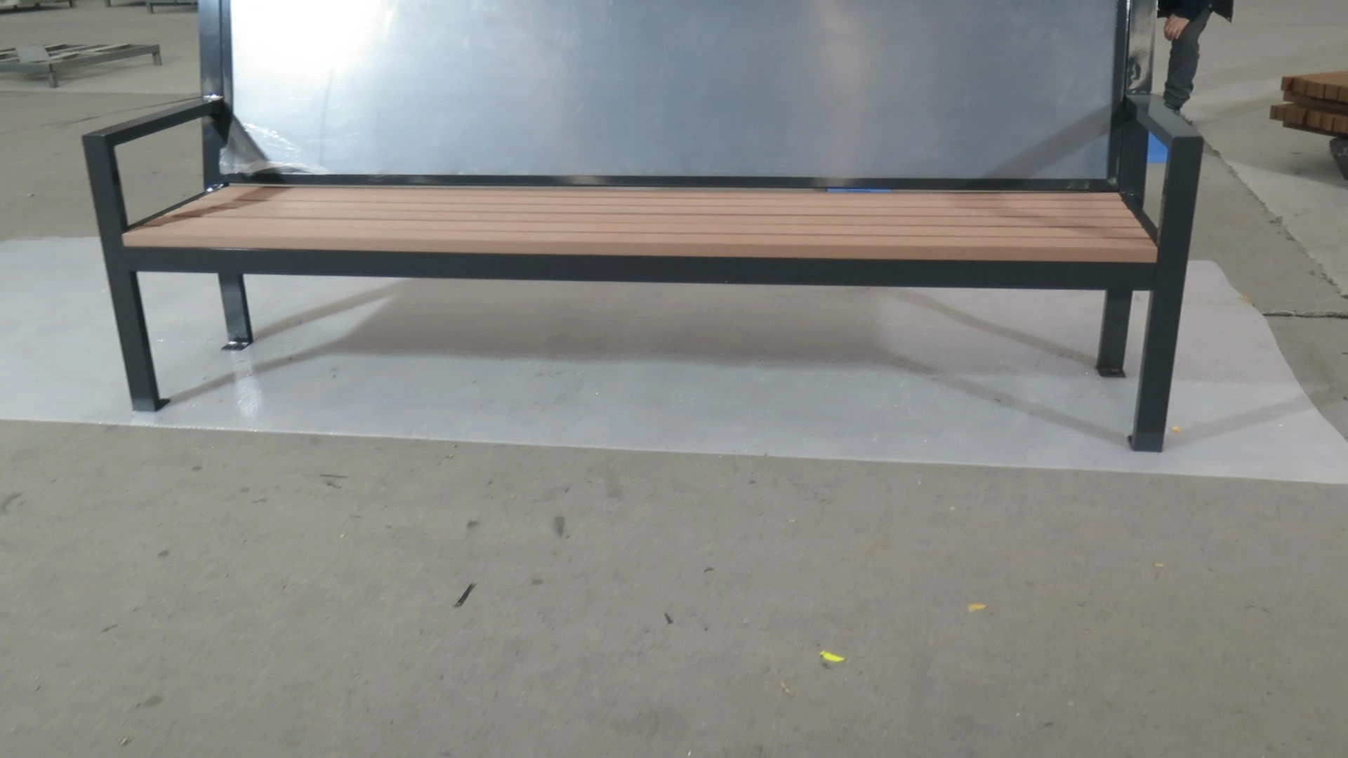 factory custom Advertising Steel-Wood Outdoor Bench 1