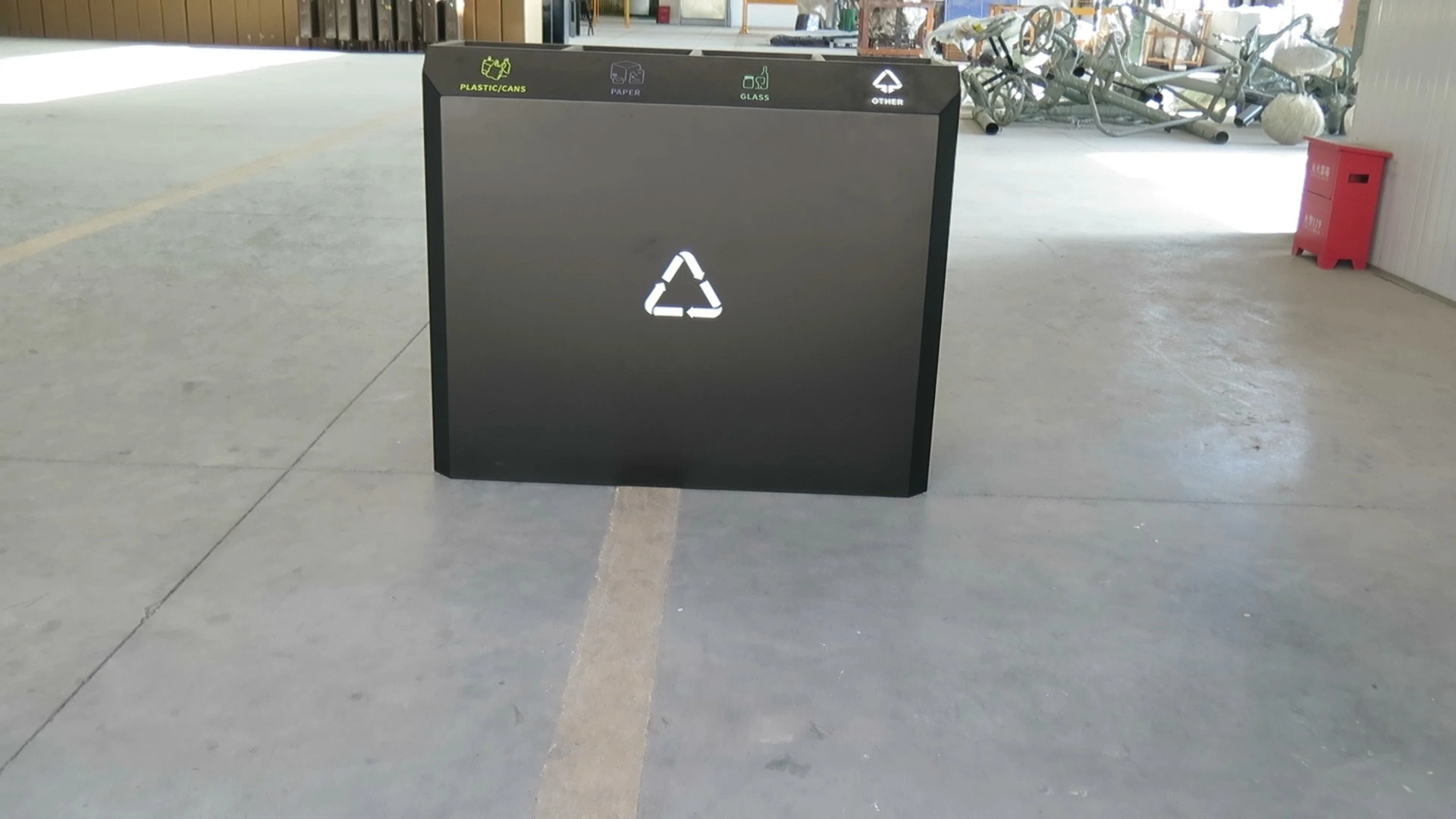 Factory Custom 4-Compartment Metal Recycling Bin Outdoor Galvanized Steel trash can 1