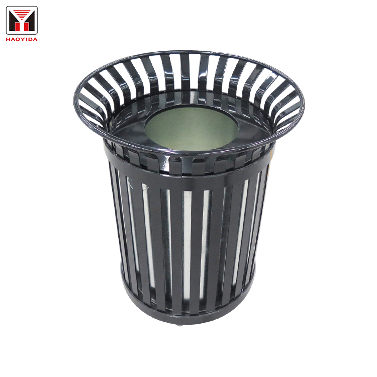 Haoyida Slatted Round Metal Waste Bin | Outdoor Recycle Bin 1