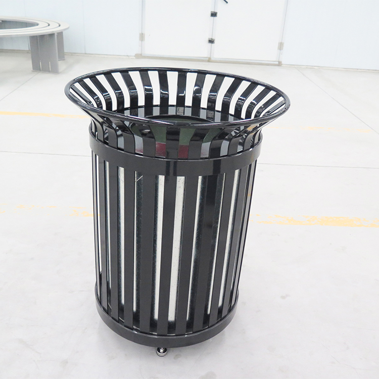 Haoyida Slatted Round Metal Waste Bin | Outdoor Recycle Bin 2