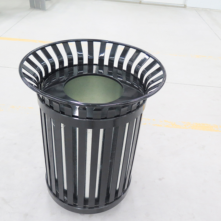 Haoyida Slatted Round Metal Waste Bin | Outdoor Recycle Bin 3