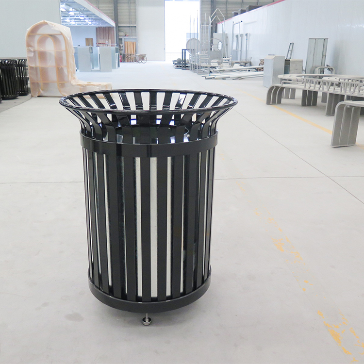 Haoyida Slatted Round Metal Waste Bin | Outdoor Recycle Bin 4