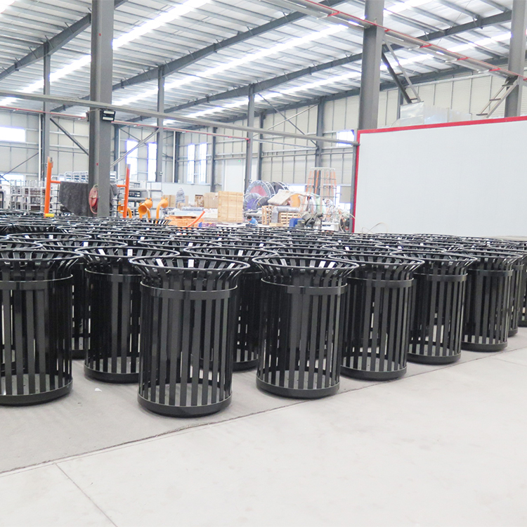 Haoyida Slatted Round Metal Waste Bin | Outdoor Recycle Bin 5