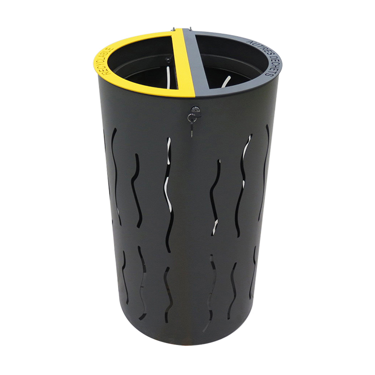Haoyida Dual Compartment Round Metal Waste Bin | Sorting Recycle Bin 2