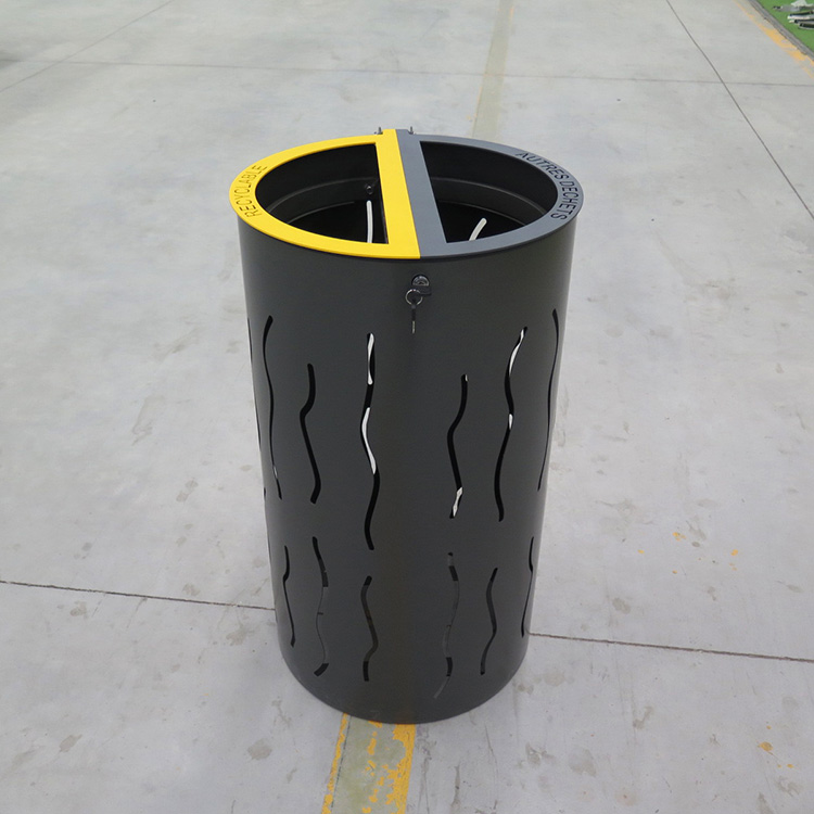 Haoyida Dual Compartment Round Metal Waste Bin | Sorting Recycle Bin 3