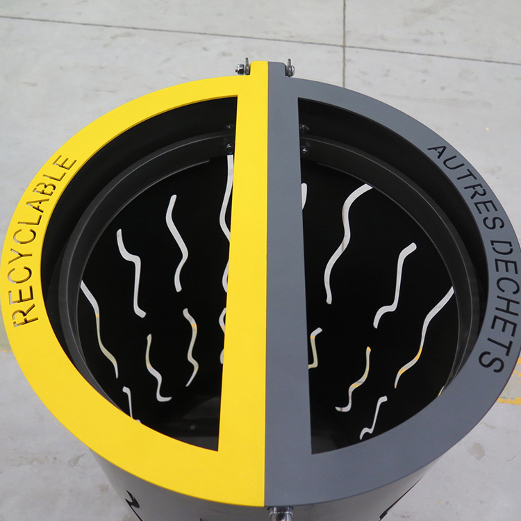 Haoyida Dual Compartment Round Metal Waste Bin | Sorting Recycle Bin 7