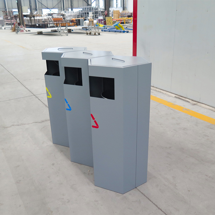 Haoyida Hexagonal Triple Sorting Metal Waste Bin | Recycle Bin Set 4