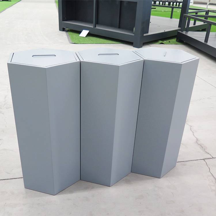 Haoyida Hexagonal Triple Sorting Metal Waste Bin | Recycle Bin Set 6