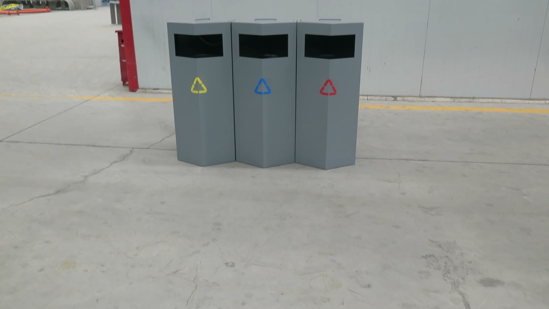 Haoyida Hexagonal Triple Sorting Metal Waste Bin | Recycle Bin Set 1