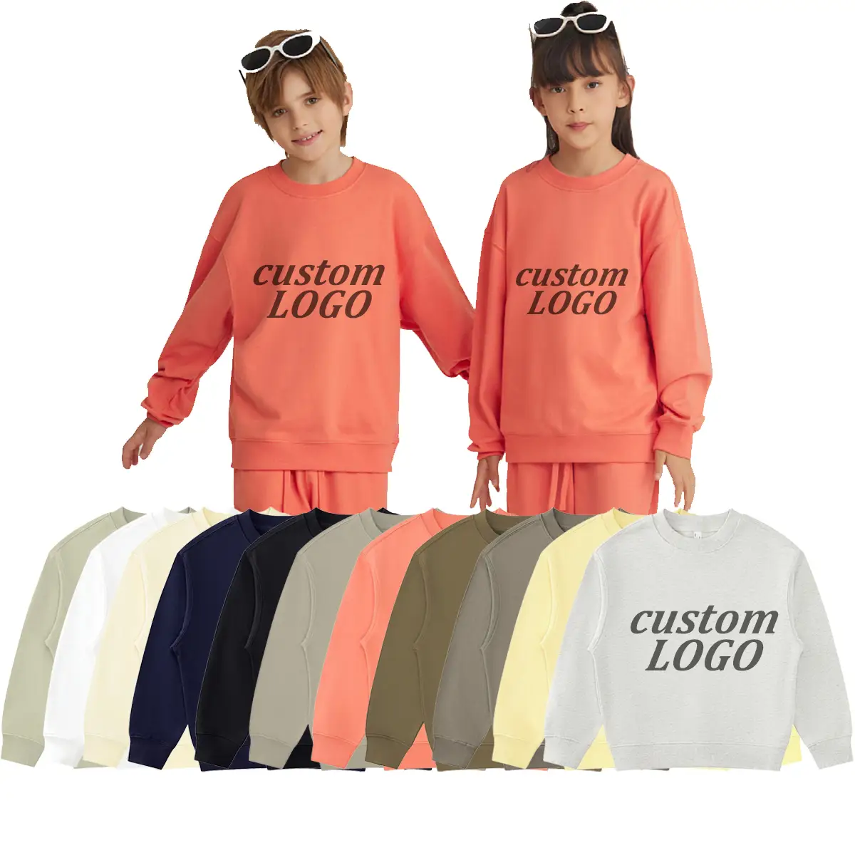 Custom Kids Long Sleeved Shirt Plain Custom Logo Sweatshirts for Kids 1