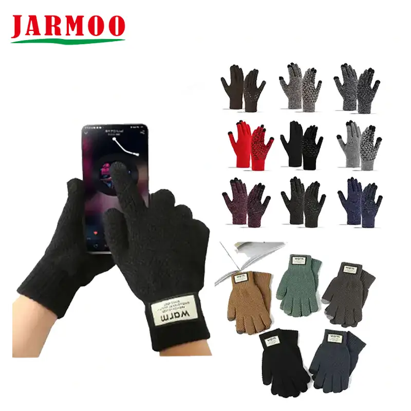 Tela sensível ao toque de luvas de inverno de malha quente personalizada 1