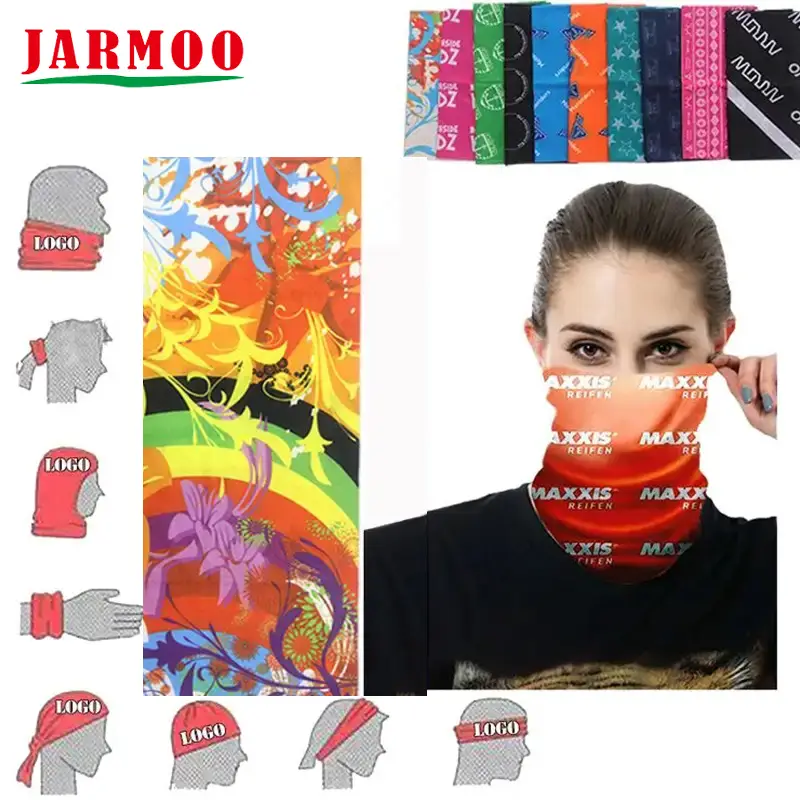 Bandanas de tubo impressas personalizadas por sublimação com extremidades costuradas 1