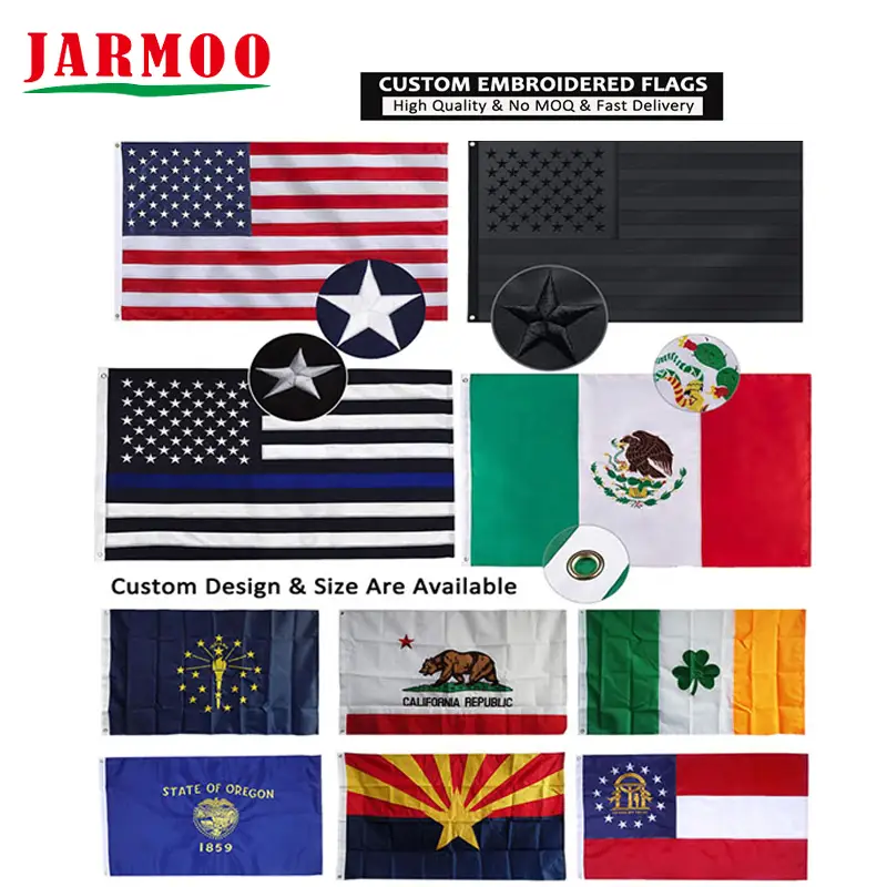 Durable Double Sided Wholesale Custom Embroidery Flag 1
