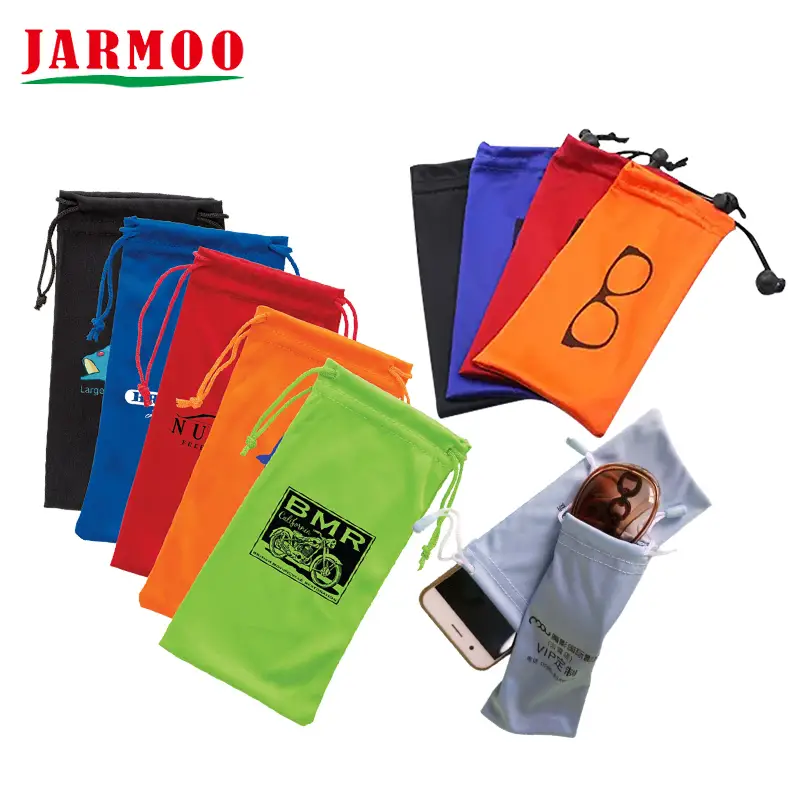 Bolsos impresos logotipo de encargo de la microfibra del cordón para la joyería de las gafas de sol de las lentes 1