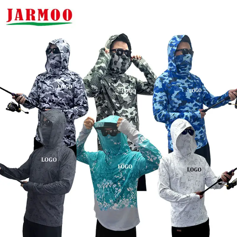 Custom Logo Quick Dry Breathable Long Sleeve Hoodie Shirts with Mask 1