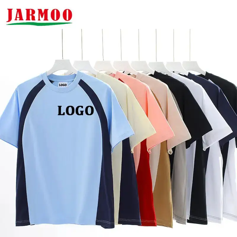 Custom Sports Loose Short Sleeve Color Block T shirt 1