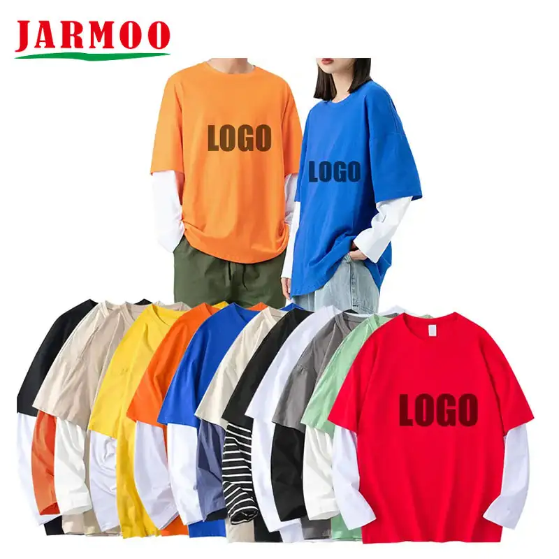 Custom Logo Long Sleeve Cotton T-shirt Double Layer Long Sleeve T-shirt 1