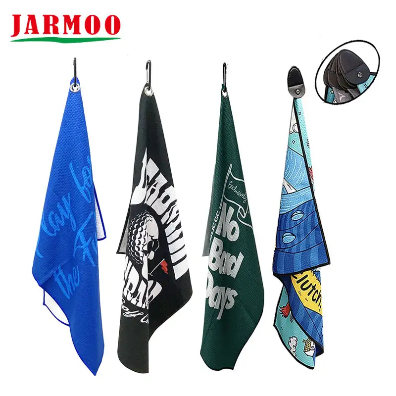 Custom Golf Towel With Logo Sublimation Golf Microfiber Waffle Towel 1