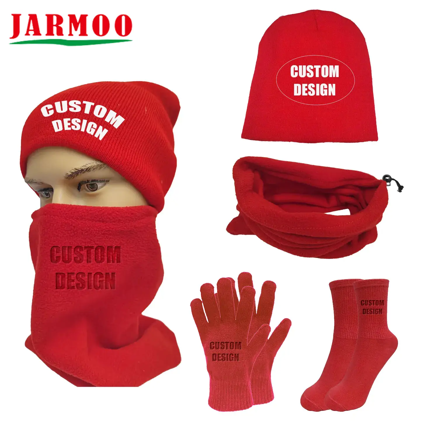 Custom Winter Cap and Neck Warmer 6pcs Set Promotional Gifts 1