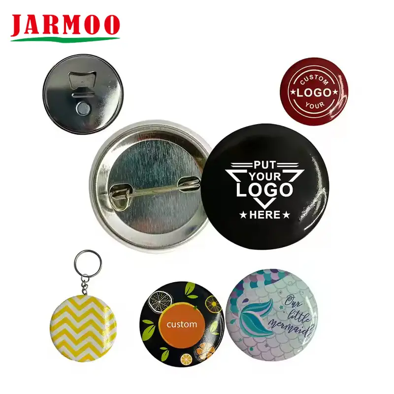 Pines de botón personalizados, forma rectangular y redonda, insignia de botón de metal 1