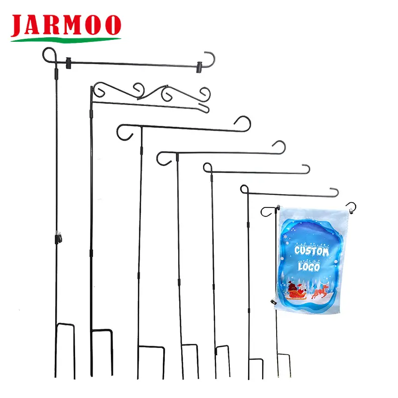 Custom Shepherds Hook Flagpole Pole Frame Metal Garden Flag Stand 1