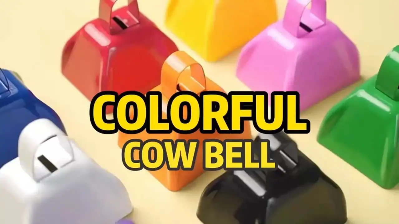 Custom Logo Iron Ring Metal Handheld Noise Makers Cowbell Souvenirs Promotional 3 Cow Bell With Handle for Sport Event Gifts 1