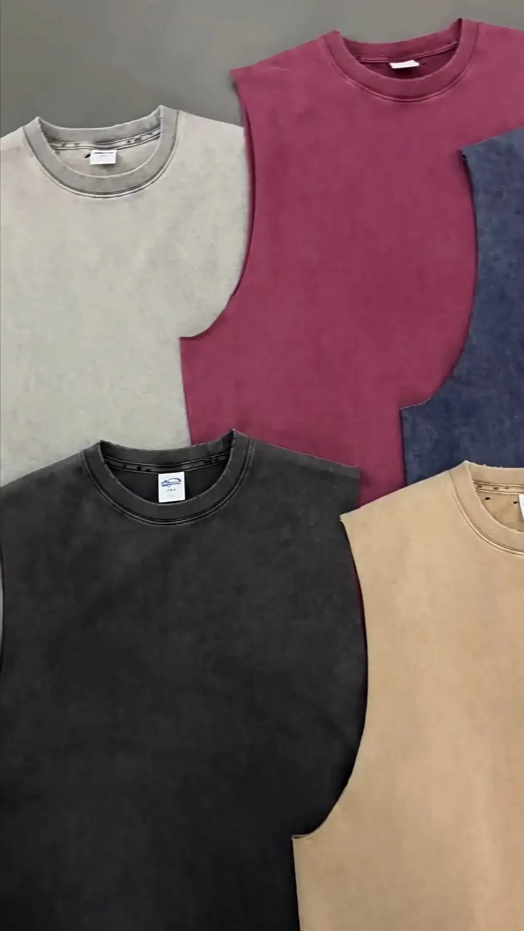 Custom Vintage Shirts Acid Wash Retro Cotton Streetwear Sleeveless T Shirt 1