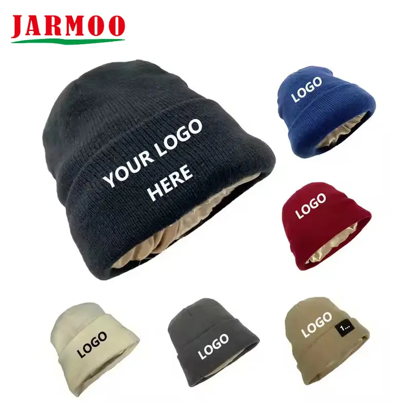 Gorro de cetim de malha de inverno personalizado 1