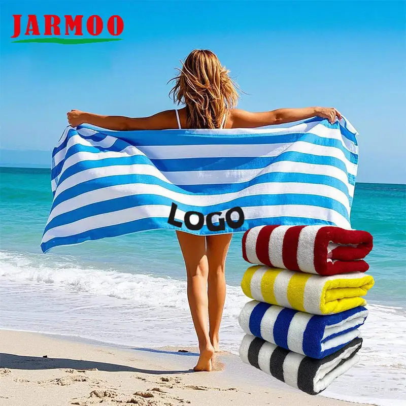 Custom Large Bath Striped Beach Towel 1