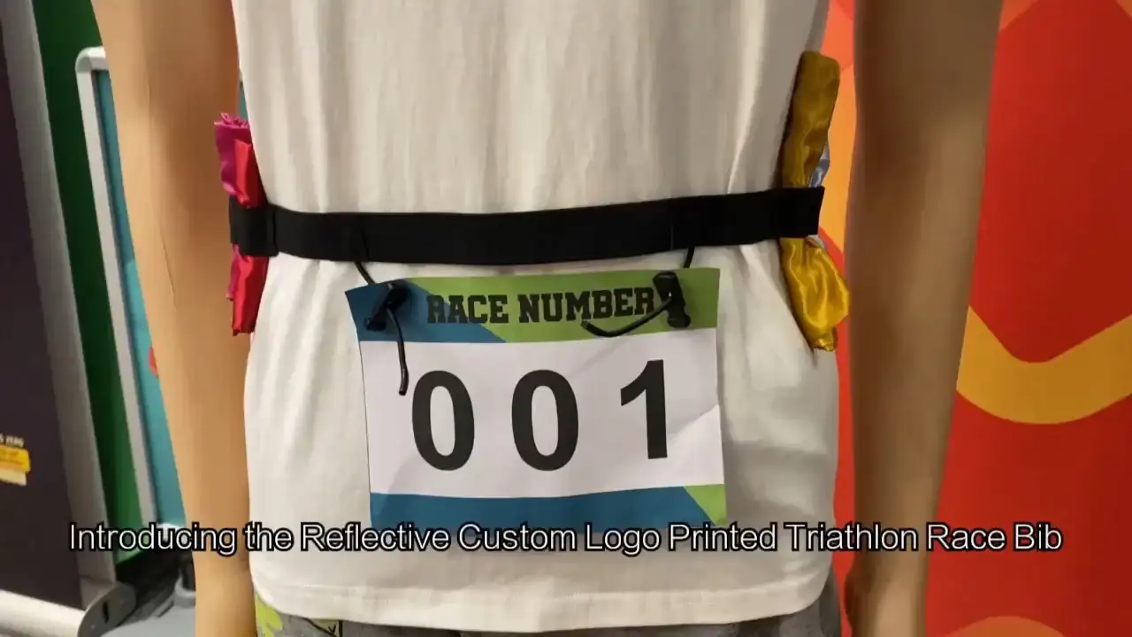 Custom Sponsors Logo Print Triathlon Race Belt Marathon Race Bib Number Reflective Belt 1