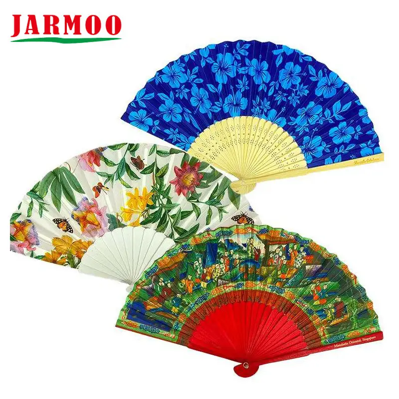 Custom Hand Held Folding Fabric Hand Fans Colorful Paper Fan 1