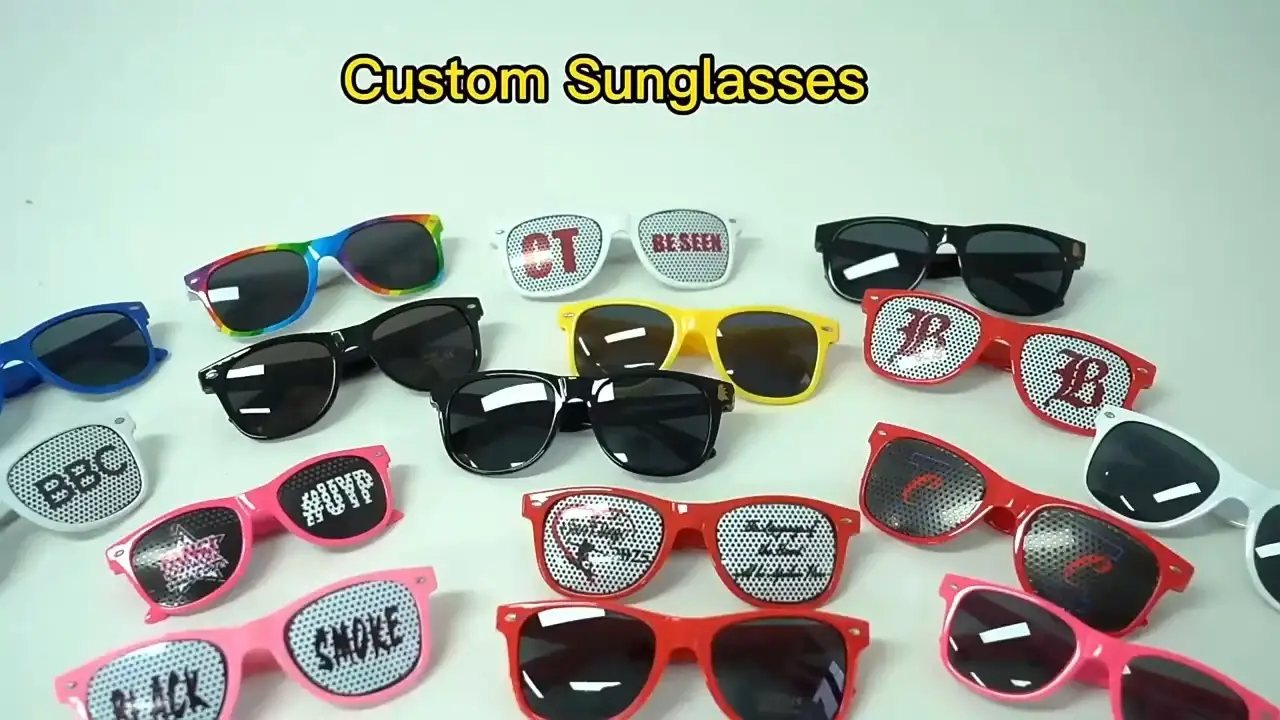 Lunettes de soleil promotionnelles à verres sténopé personnalisés avec logo 1