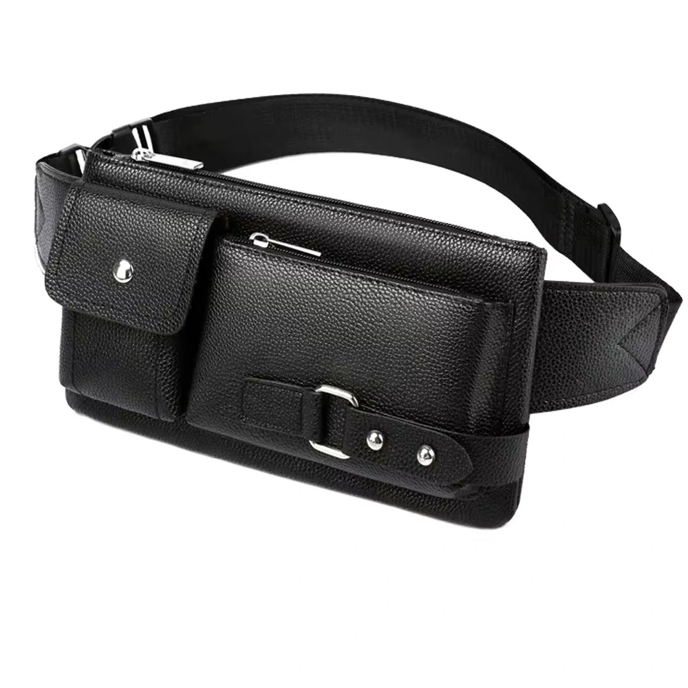 Sac banane en cuir PU imperméable avec logo personnalisé pour homme, sacoche à bandoulière, ceinture, vente en gros 1