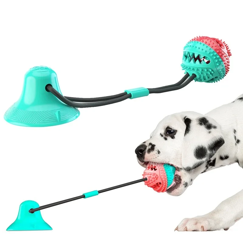 High Quality Tpr Chewing Dog Leaking Ball With Rope Pet Interactive Toy 1