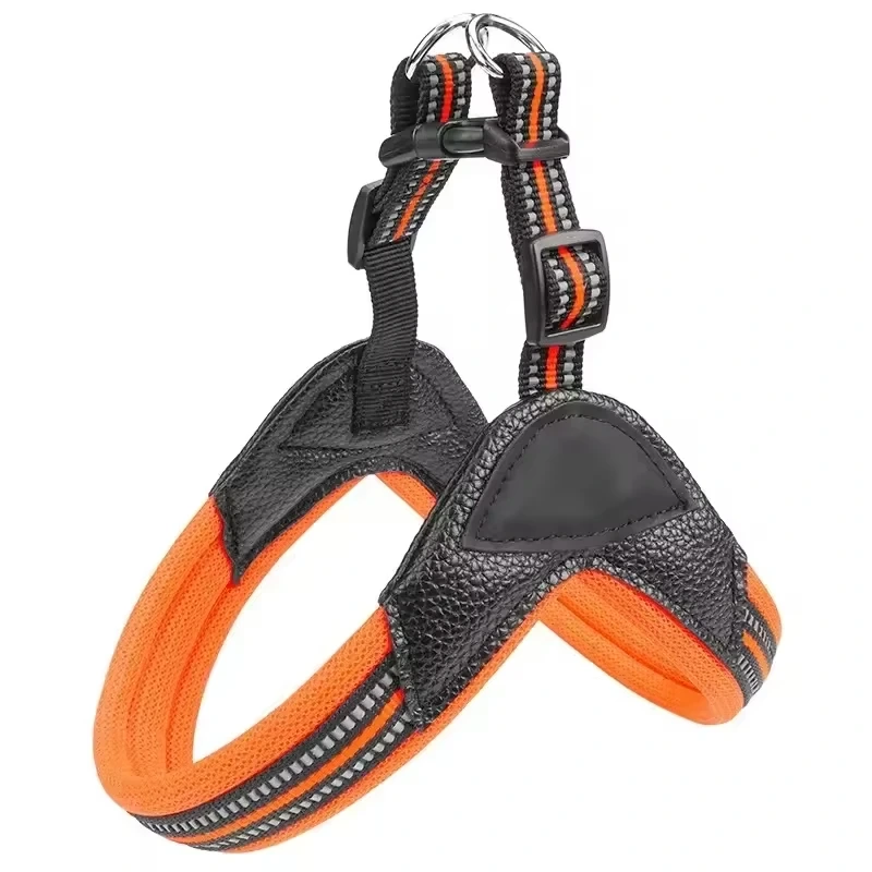 Nouveau Sangle de poitrine pour chien, harnais et laisse réfléchissants simples pour chiens moyens et grands 1