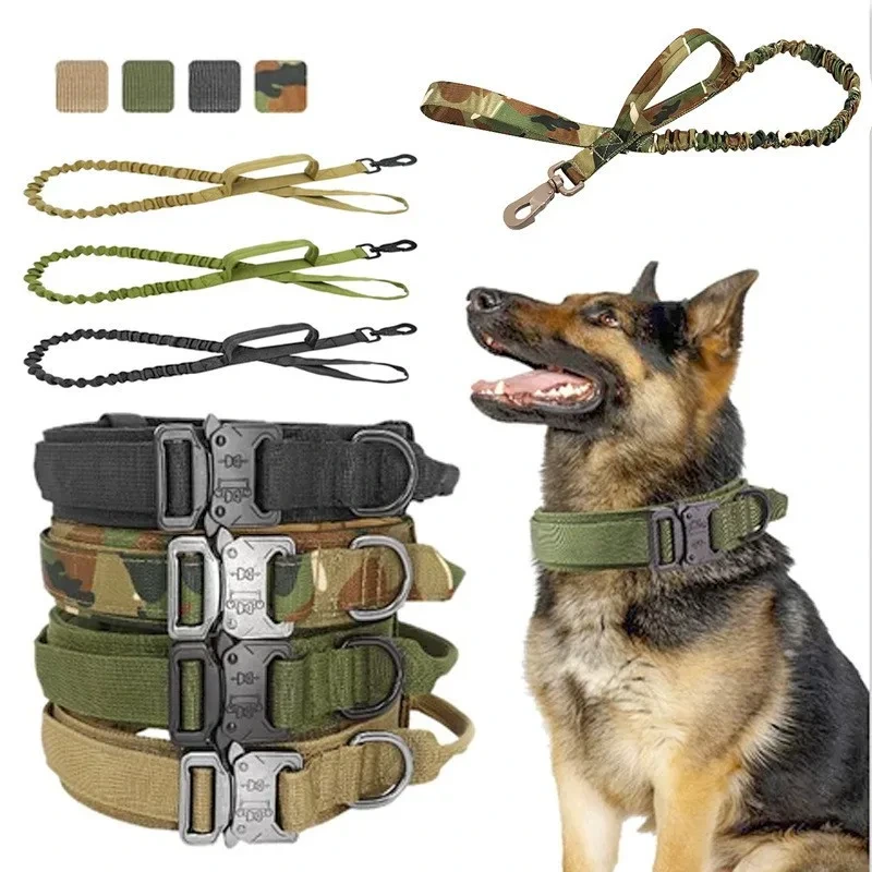 Collier de laisse d'entraînement pour chien de chasse, 100% Nylon, haute résistance, pour l'extérieur, grande et moyenne taille, ensemble 2 en 1 1