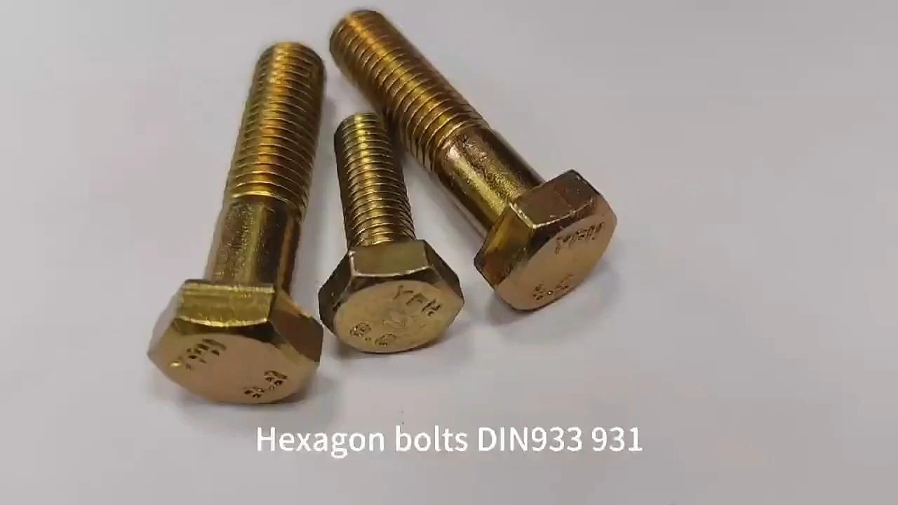 Stock disponible prix raisonnable norme DIN931 Grade4.8 8.8 10.9 12.9 boulons hexagonaux attaches en acier inoxydable boulons hexagonaux 1