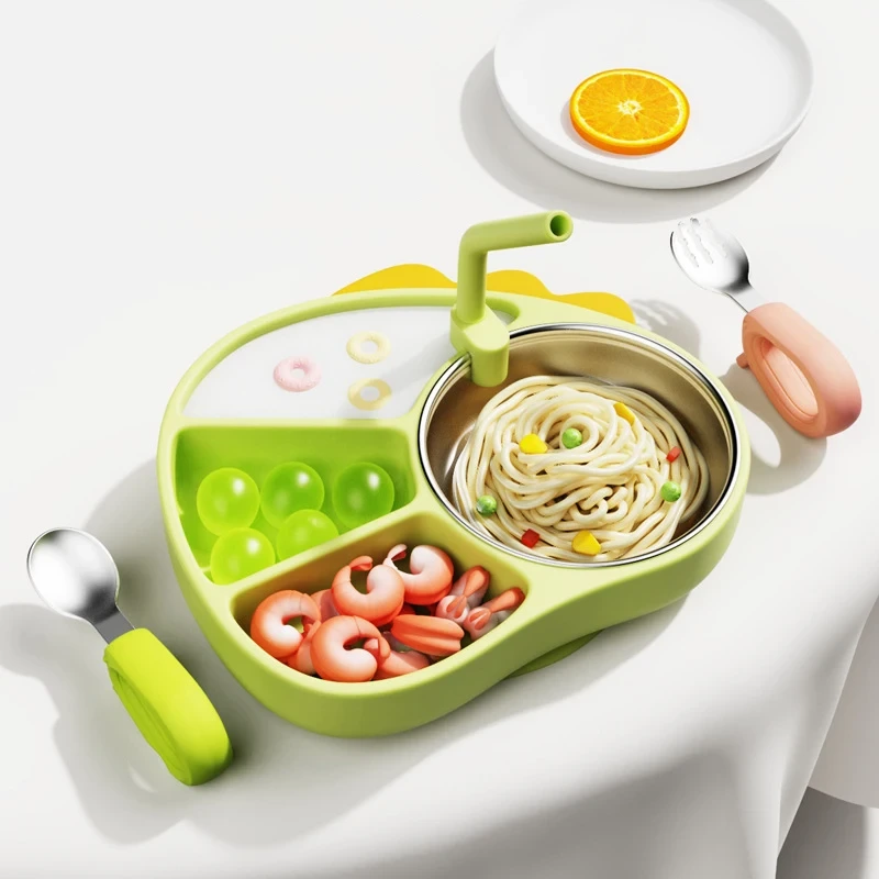 Plato de silicona ecológico para bebés con fuertes ventosas, personalizable y sin BPA 1