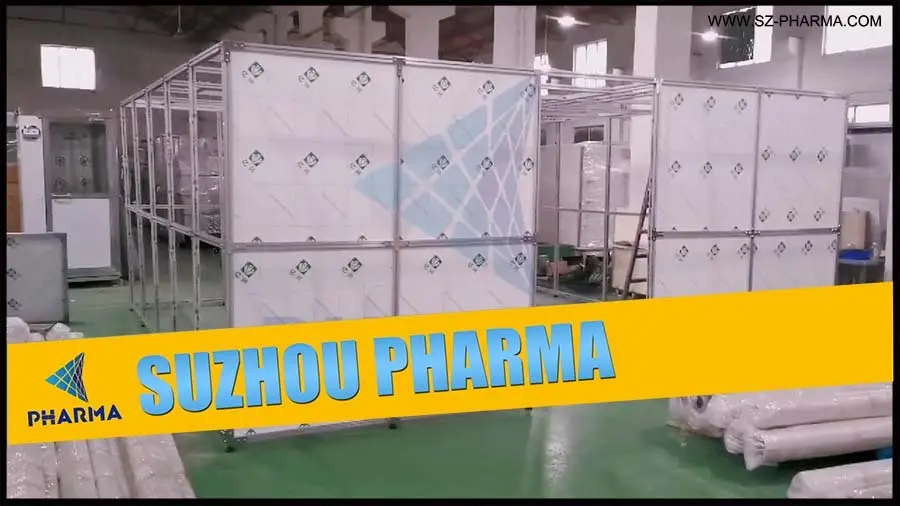Modularer Reinraum für die automatische Produktionslinie für die Montage medizinischer Infusionen (Blut).