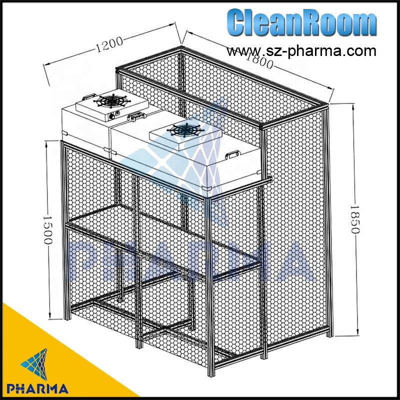 Cabine limpa de capô de fluxo laminar móvel com roda 1