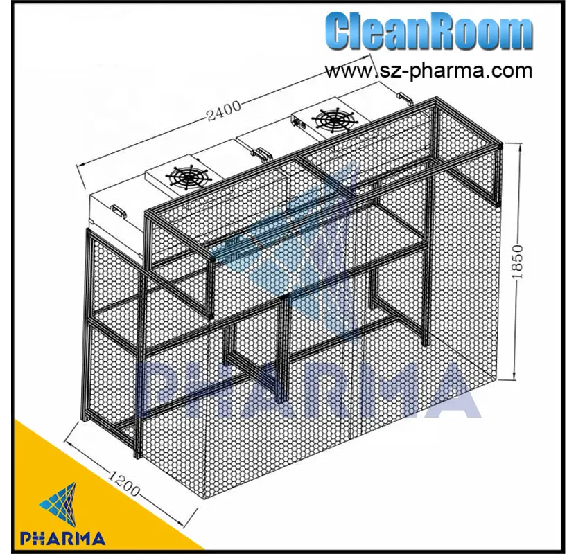 Bewegliche Laminar-Flow-Hauben-Reinigungskabine mit Rad 6