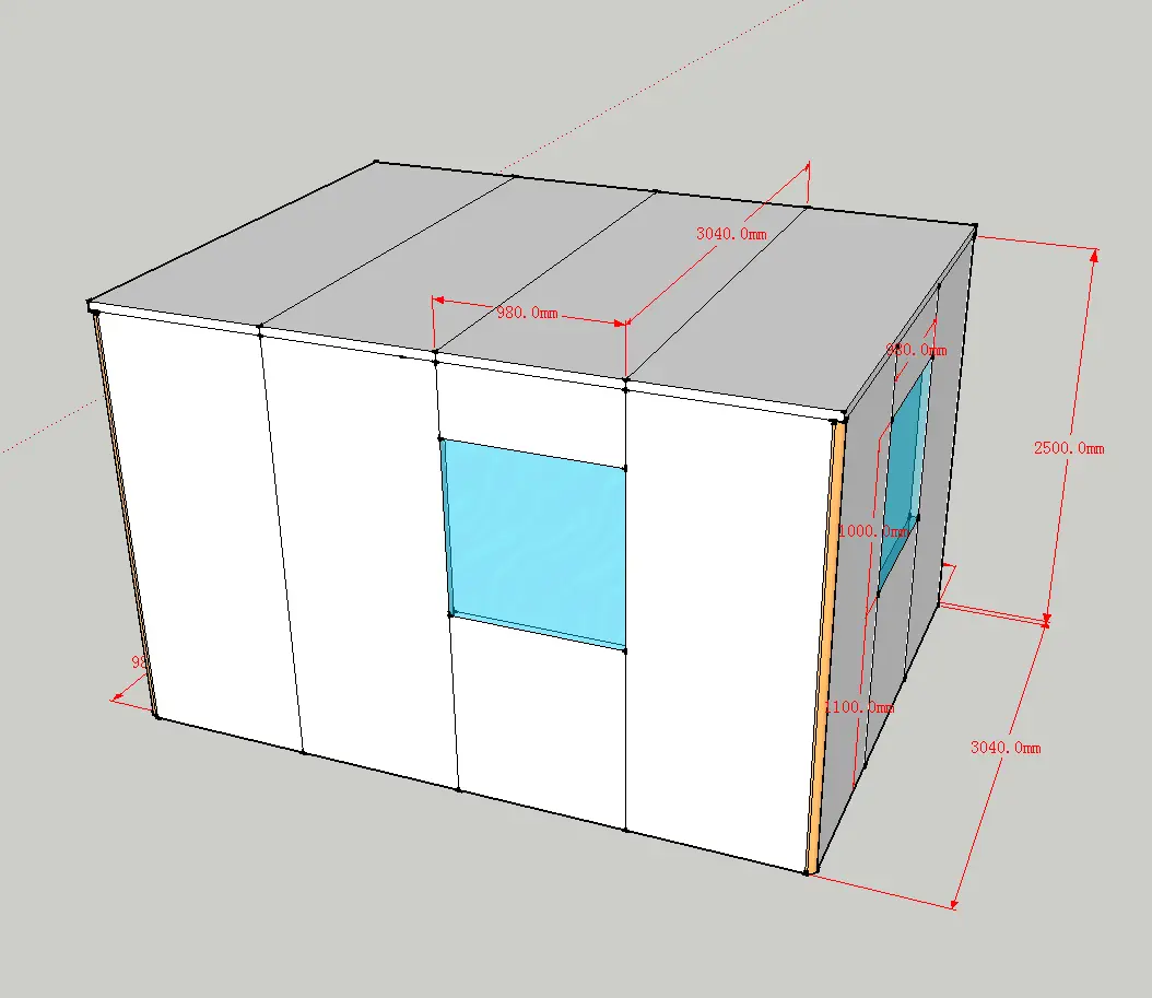 Sala limpa modular classe 10000 3*3*2,15m 2