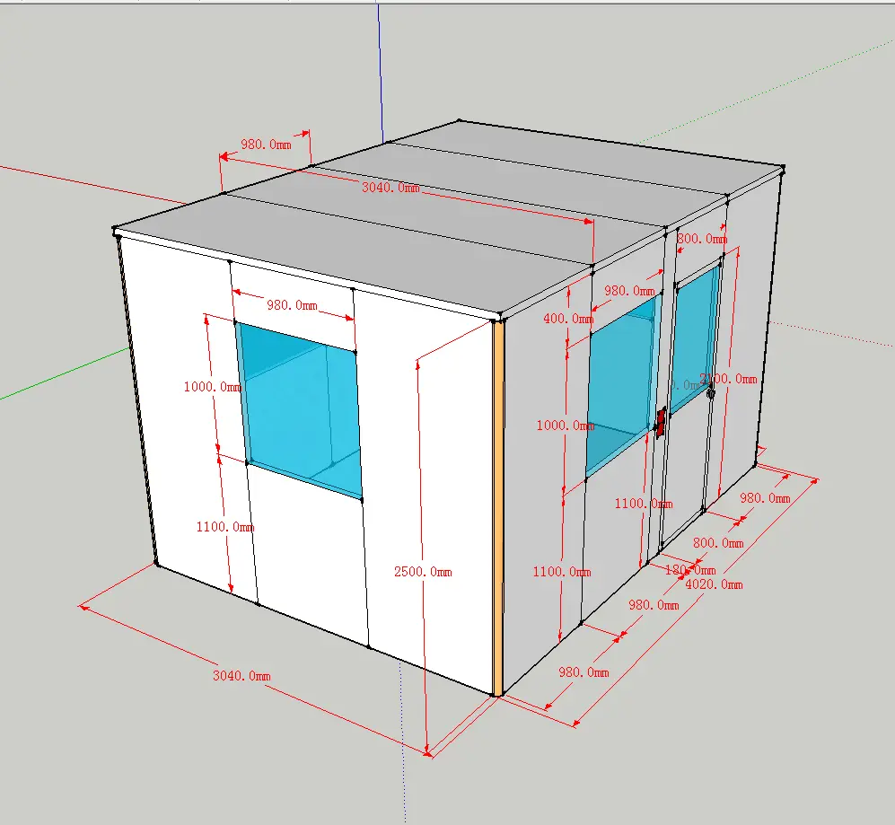 Sala limpa modular classe 10000 3*3*2,15m 3