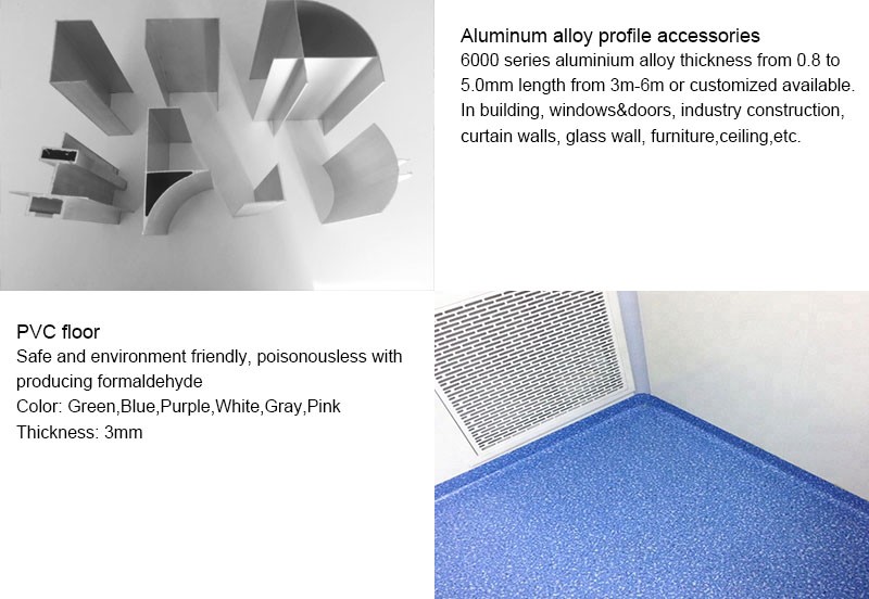 Salle blanche pharmaceutique avec support de profil en aluminium 18