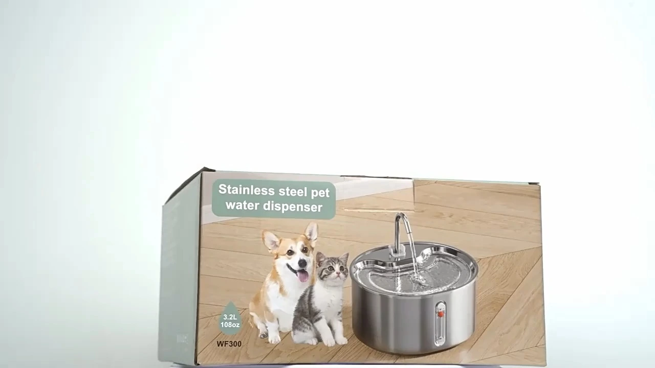 Elegant design stainless steel automatic pet water fountain feeder 1