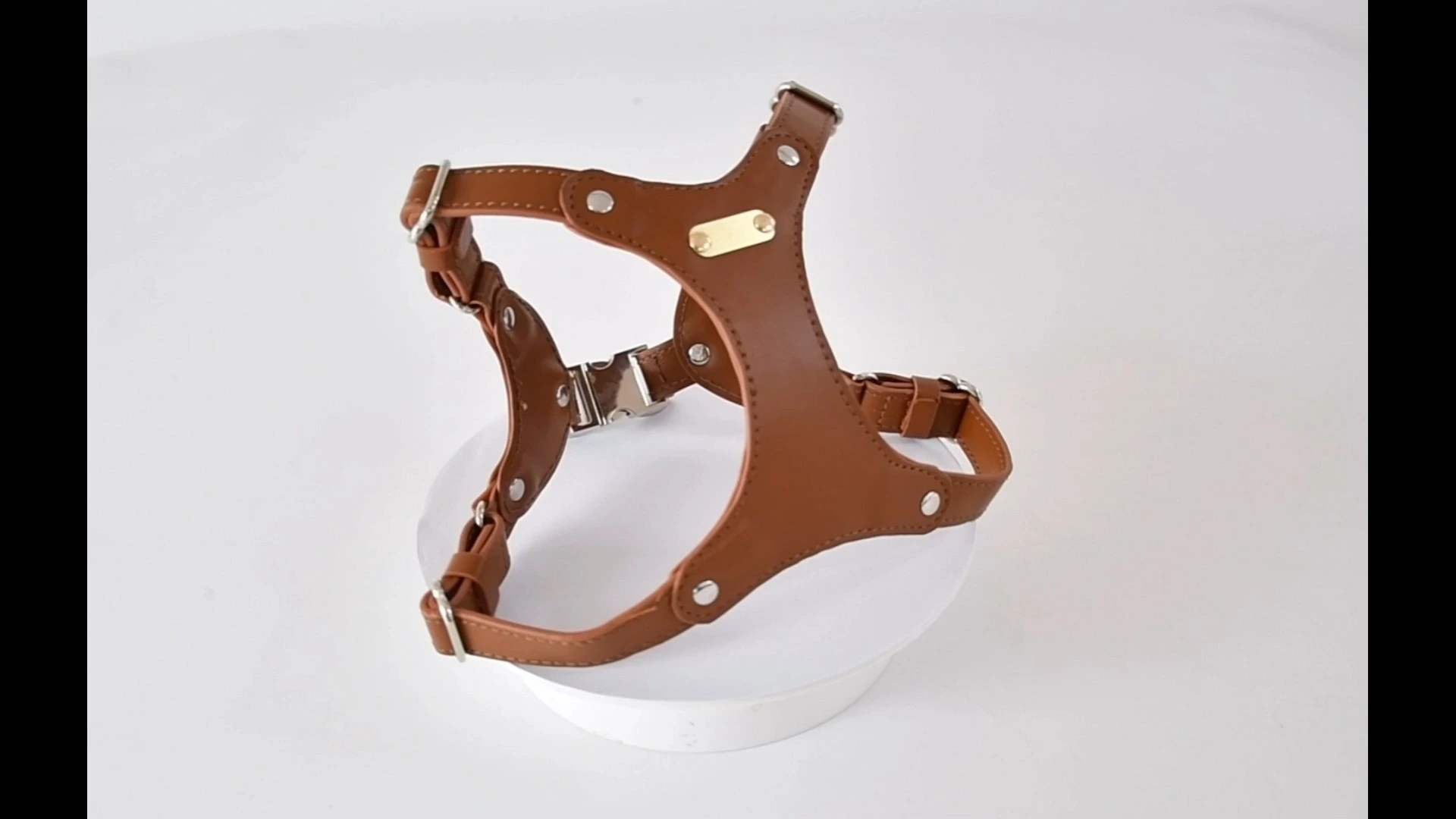 Luxury cowhide leather dog harness leash set 1